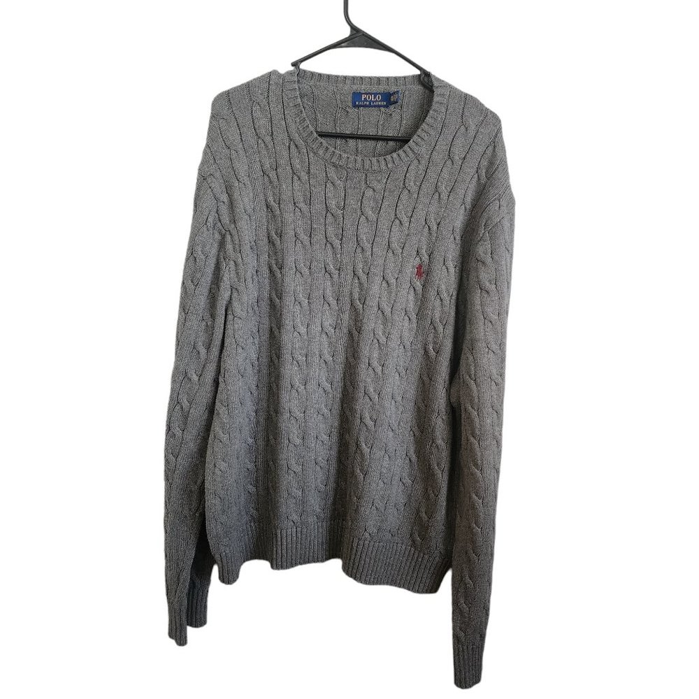 Polo Ralph Lauren Mens 100% Cotton Soft Gray Sweater Size XXL